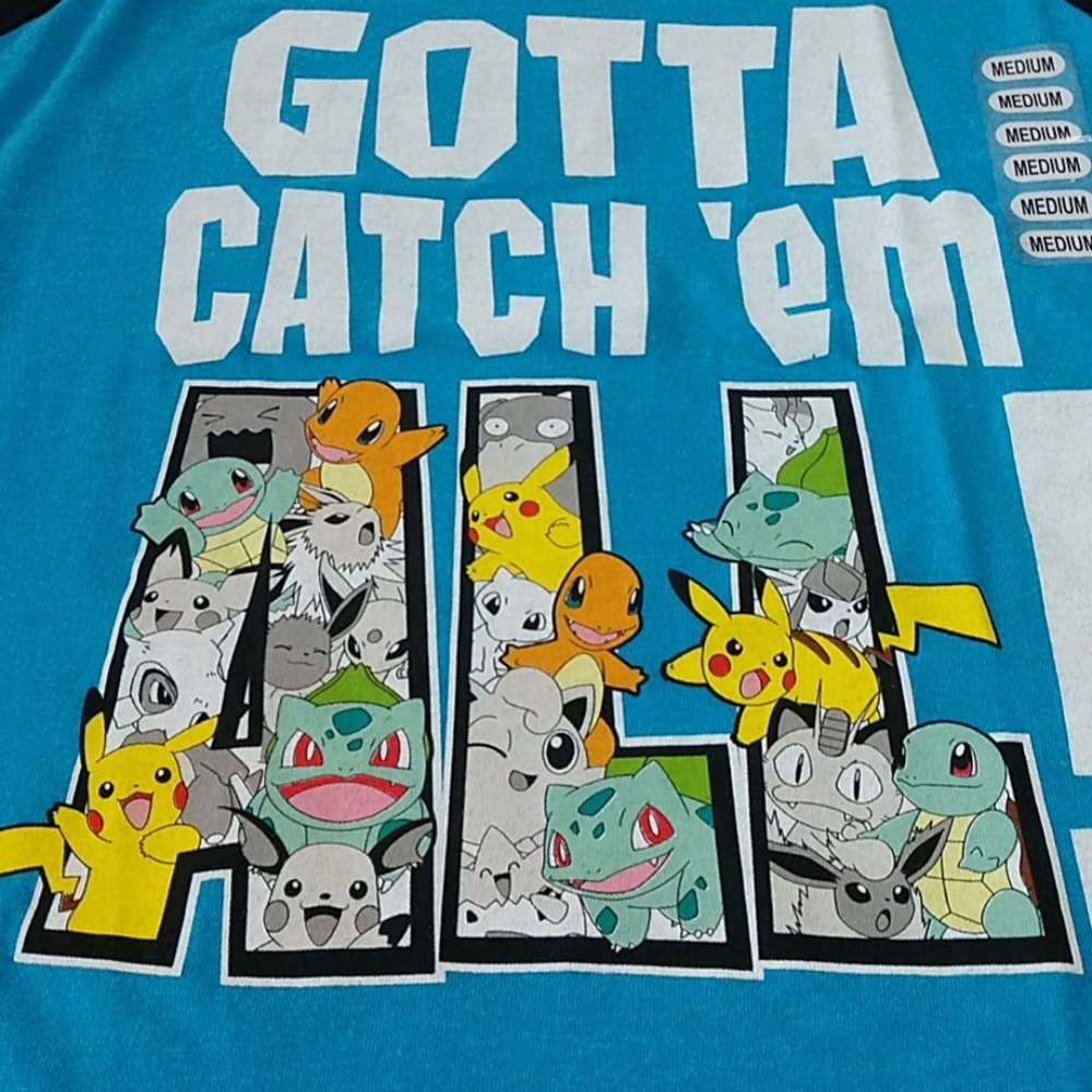 NEW Boys Pokemon T-shirt Graphic Gotta Catch'em All Nintendo Color Block L Sl Md - Picture 2 of 7